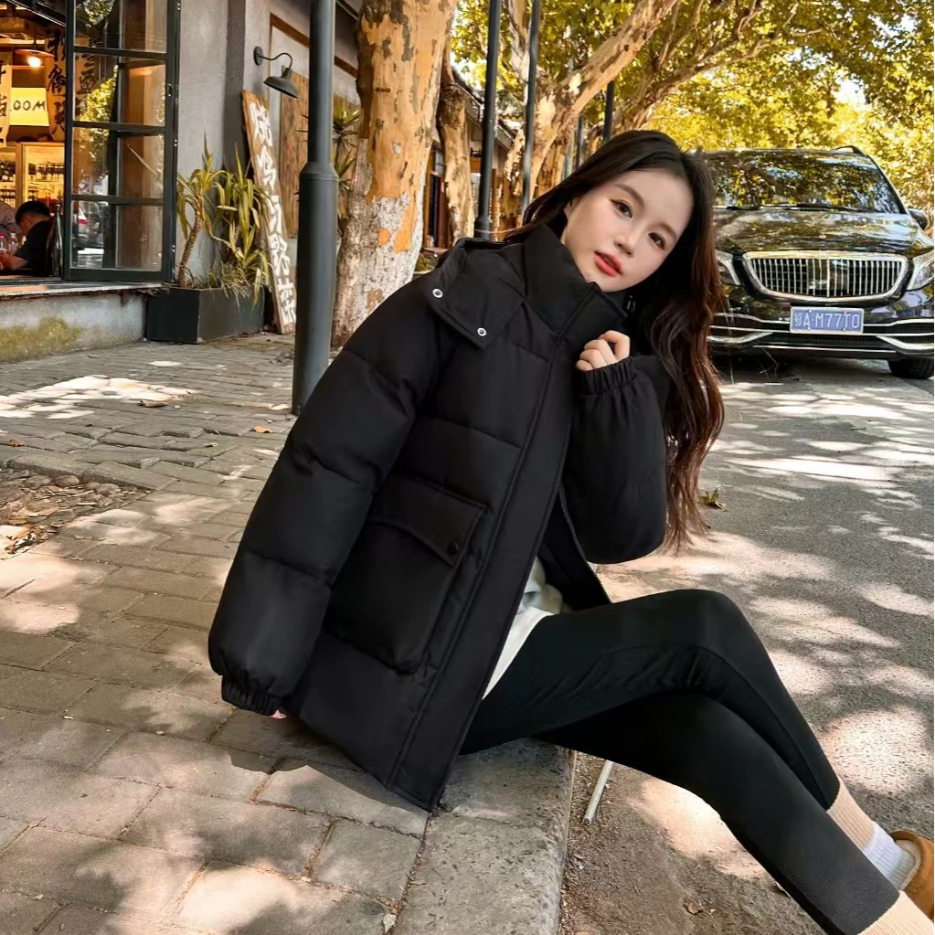 2024新款冬季棉服短款棉衣外套百搭连帽加厚棉袄宽松面包韩版