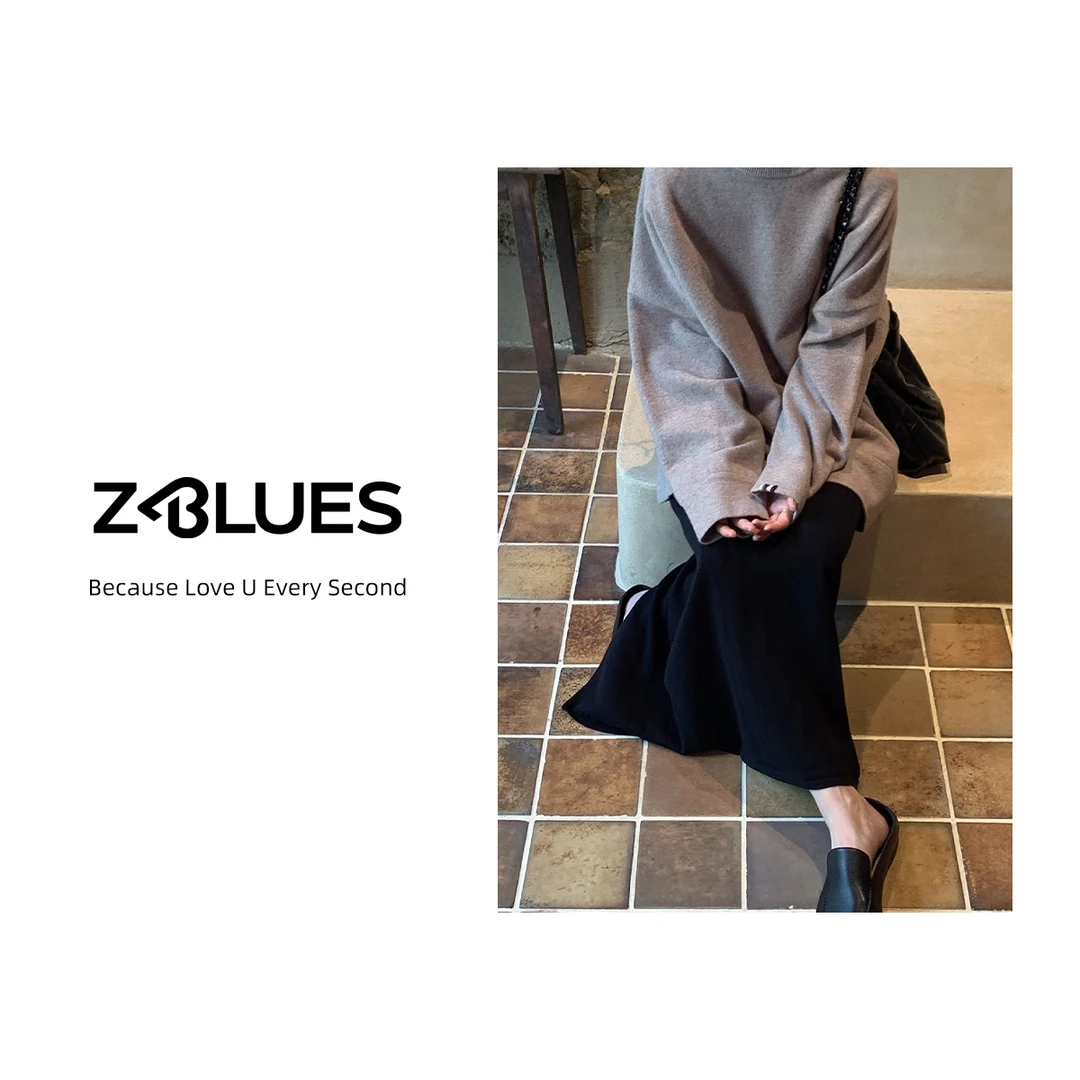 Z.blues【经典与她】混纺棉开衩一步针织裙YZALMW9100