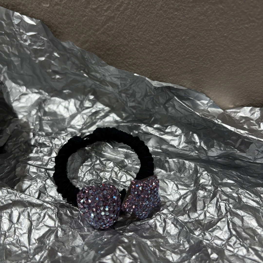 设计款紫色细闪爱心星星发圈T1282