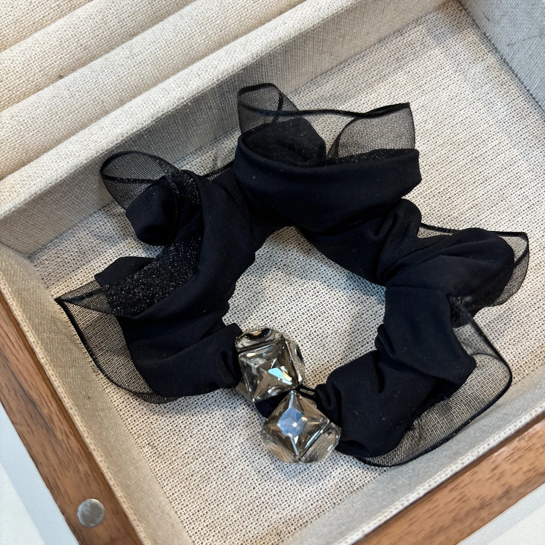 设计款网纱边细闪发圈T1233