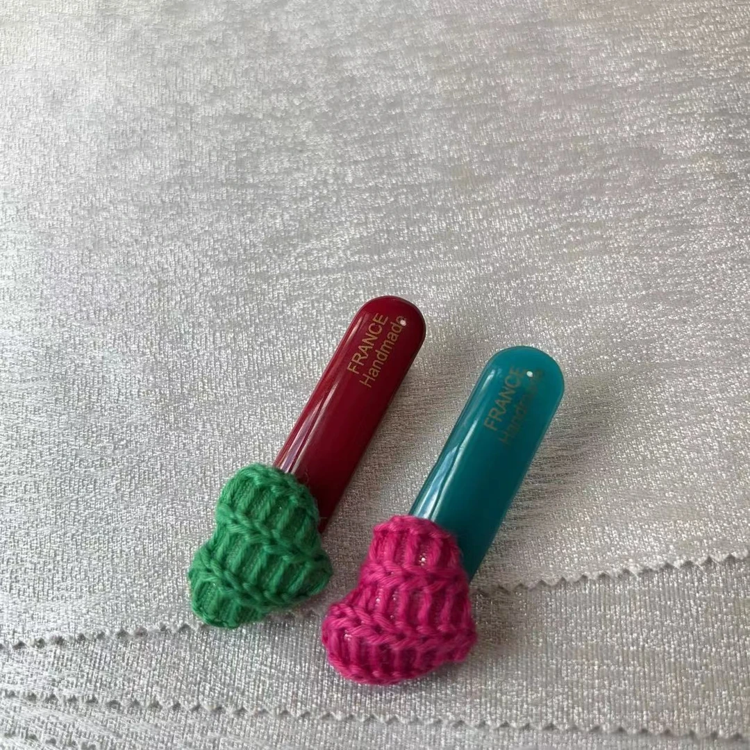 甜美毛线爱心发夹拼色发夹一对Y184
