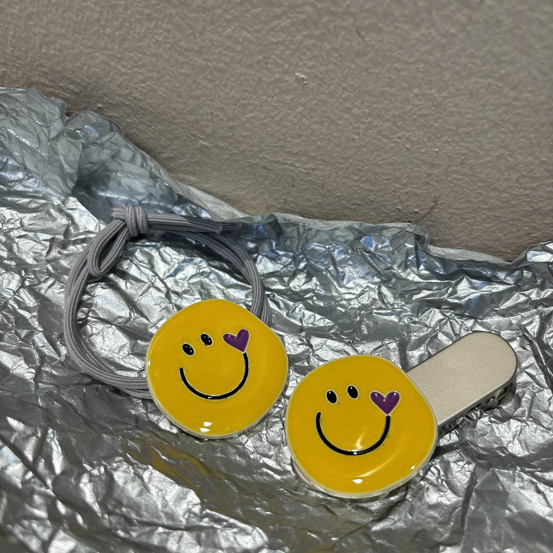 设计款不规则笑脸发夹发圈T1275