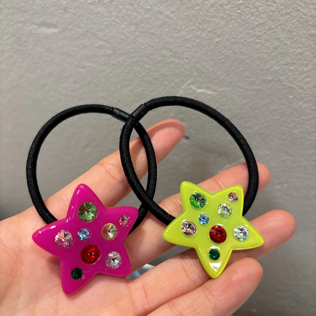 设计款彩色细闪星星发圈T1306