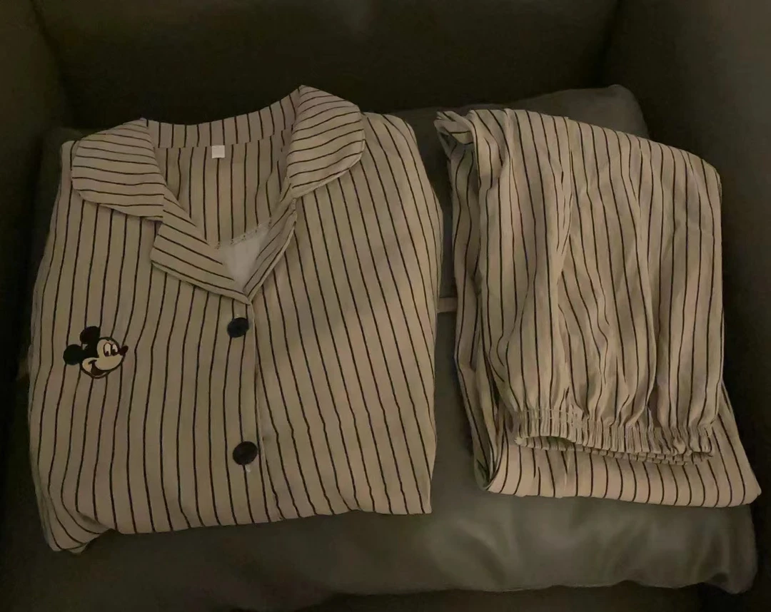 韩版ins简约风卡通睡衣女春秋季长袖长裤宽松少女家居服可外穿