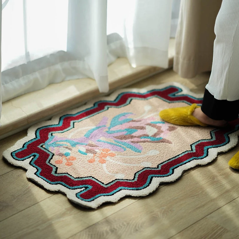 奇居良品 中式轻奢复古家用入户门玄关垫地垫 吉祥彩花 60*90cm