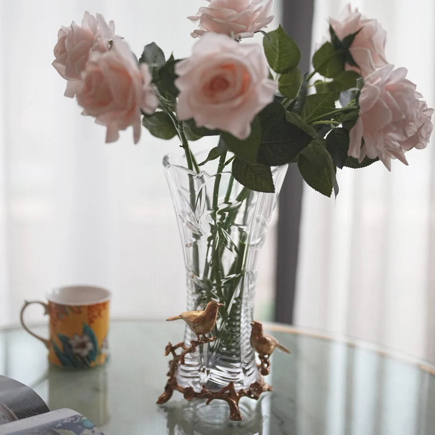 【奇居专属】雀鸟黄铜水晶花瓶A款#BG2201