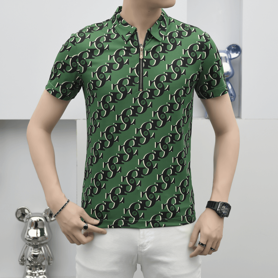 浩哥欧货夏季新款男士短袖时尚休闲百搭帅气韩版翻领轻奢网红修身