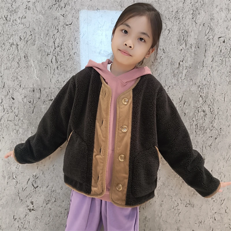 2D-90008新款儿童宽松外套秋冬上衣时尚百搭保暖洋气亲子冬季外套