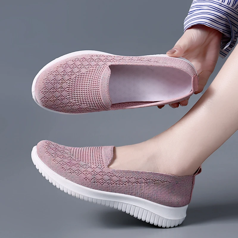 舒适健步鞋休闲鞋女鞋夏季网面透气软底中老年妈妈鞋一脚蹬运动鞋