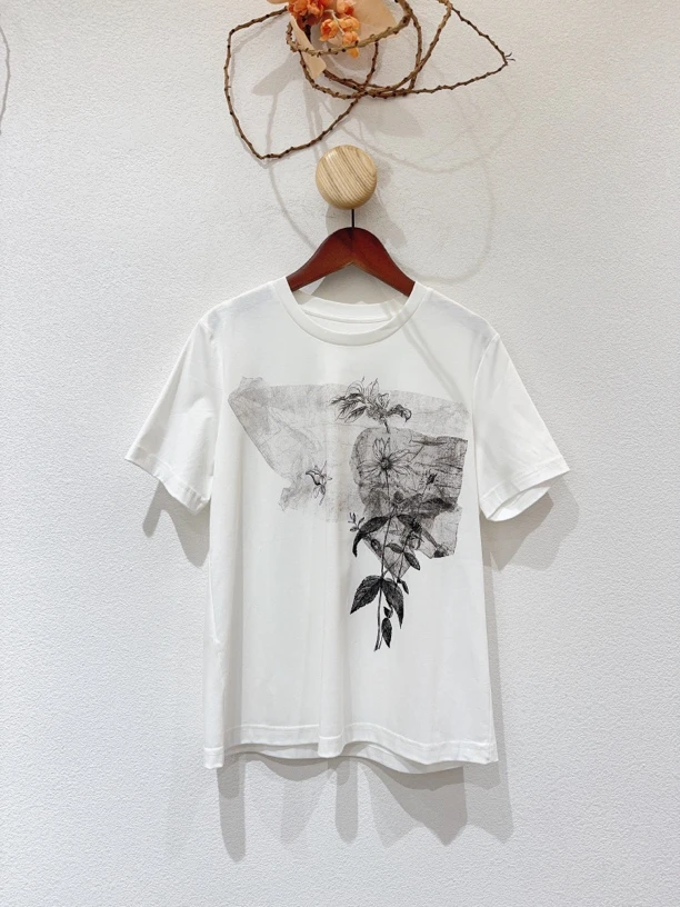 文字棉质印花T恤上衣J51132