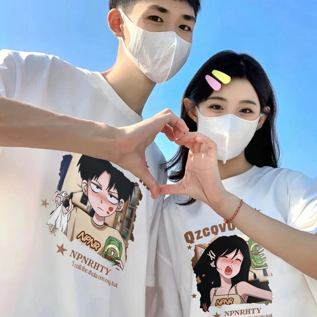 【210g 纯棉】男女同款印花短袖T恤男女夏季简约百搭上衣时尚圆领
