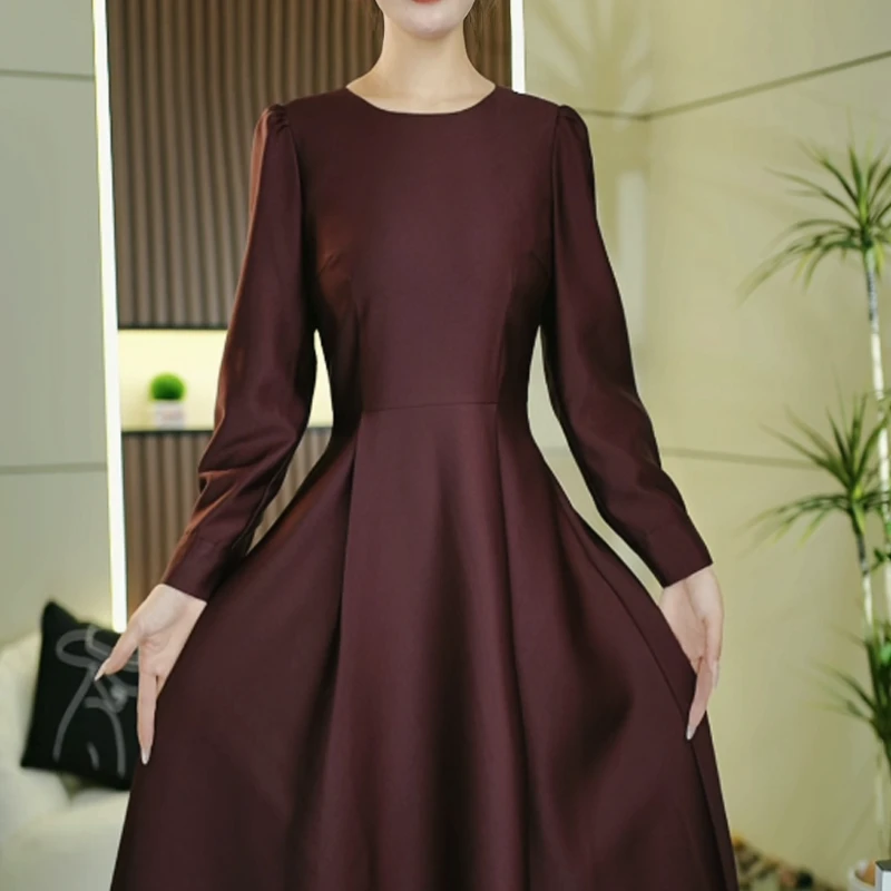 【上新定制】49029 S-XL 新款秋冬法式气质收腰显瘦小众女装连衣裙