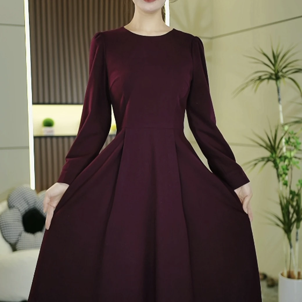 【上新定制】49061 S-XL 秋冬新款气质收腰修身显瘦小众女装连衣裙