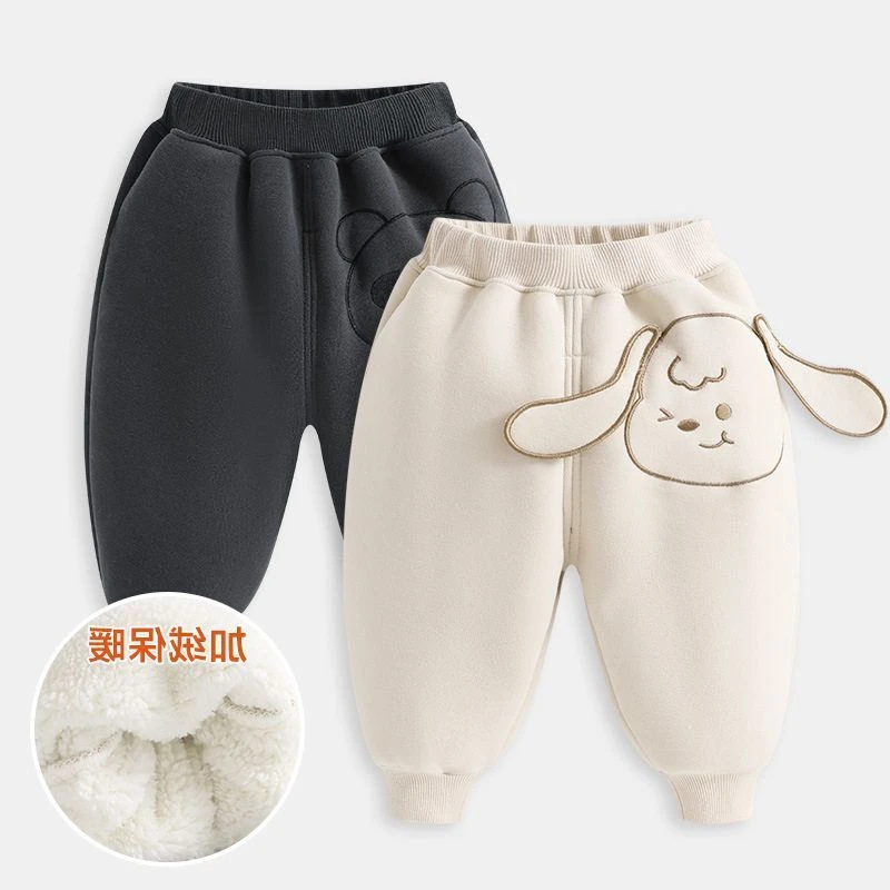 Yiko加冬装童童男童女秋冬穿束裤儿加厚脚裤裤子外宝宝绒裤