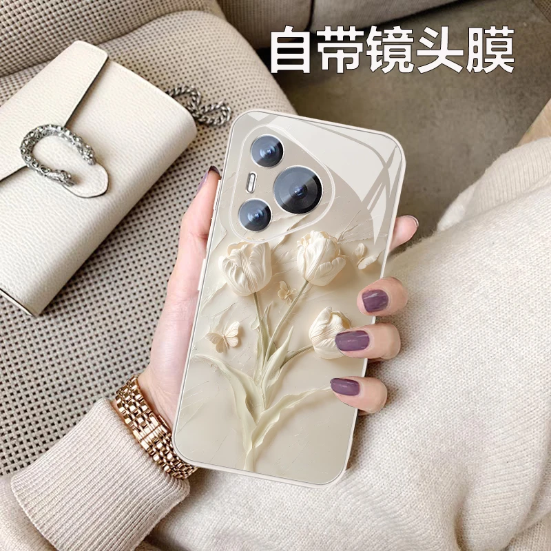 pura70pro全包防摔适用华为pura70手机壳时尚郁金香70Ultra新款薄