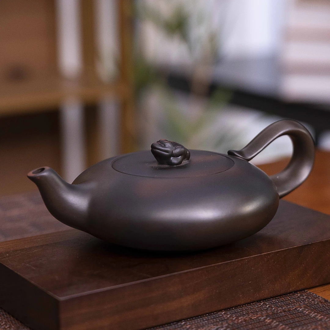紫陶金蟾凤鸣壶大容量家用中式纯手工茶壶复古大号陶瓷紫砂壶S