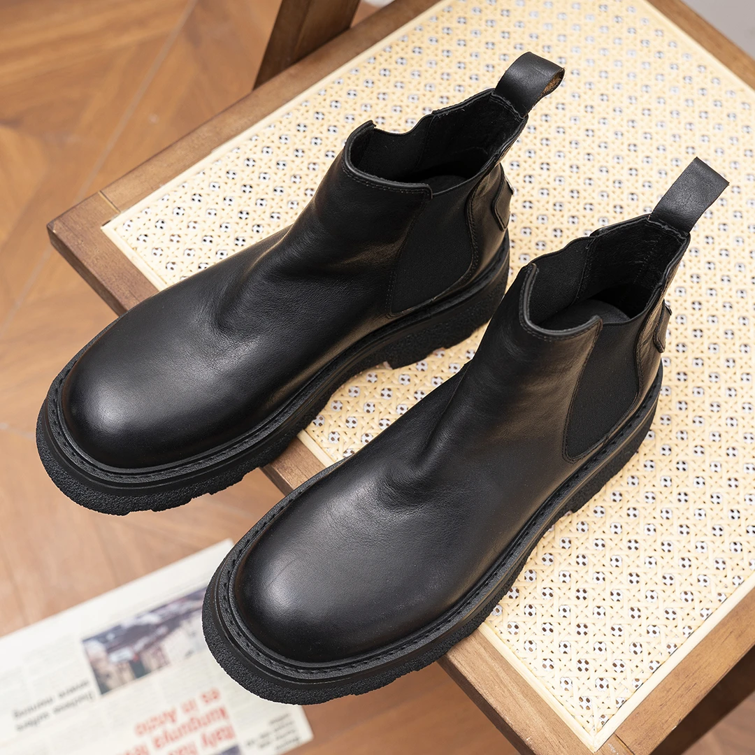2024秋冬男士真皮时尚潮流厚底新款休闲马丁靴