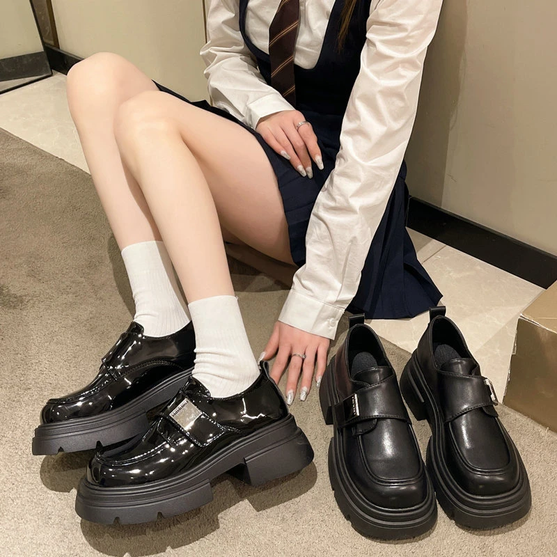 【柯诗鸟】英伦风小皮鞋女2025新款黑色厚底乐福鞋百搭jk配裙子单鞋