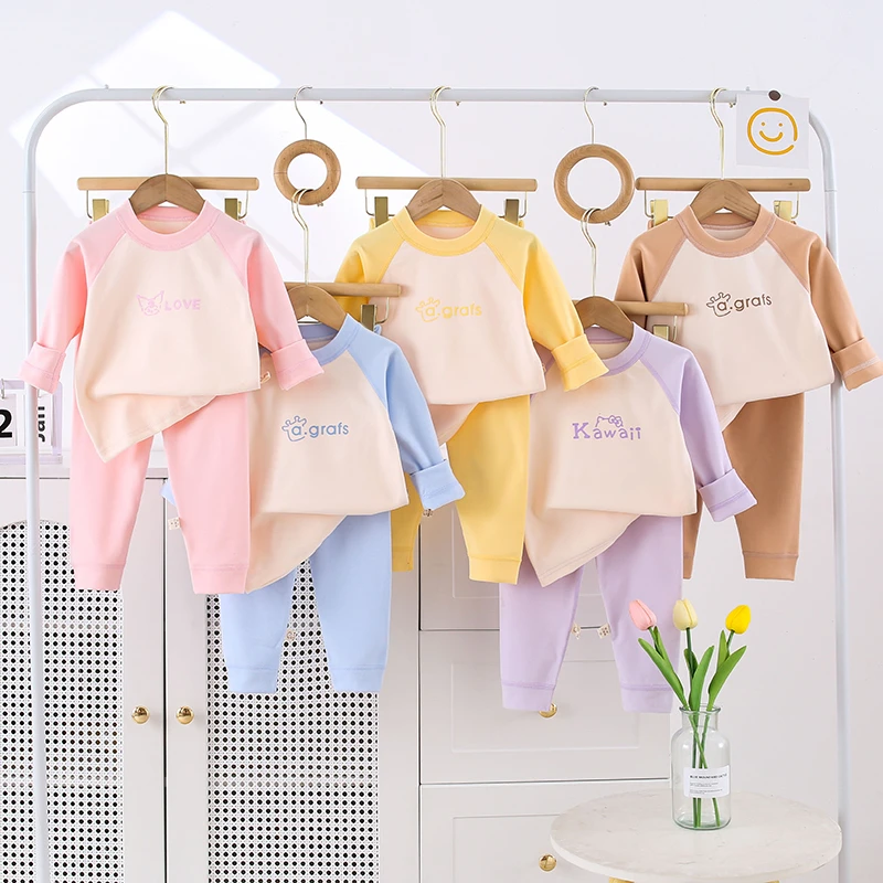 新款秋冬双面德绒秋衣秋裤套装男童女童保暖无骨加绒儿童睡衣婴童