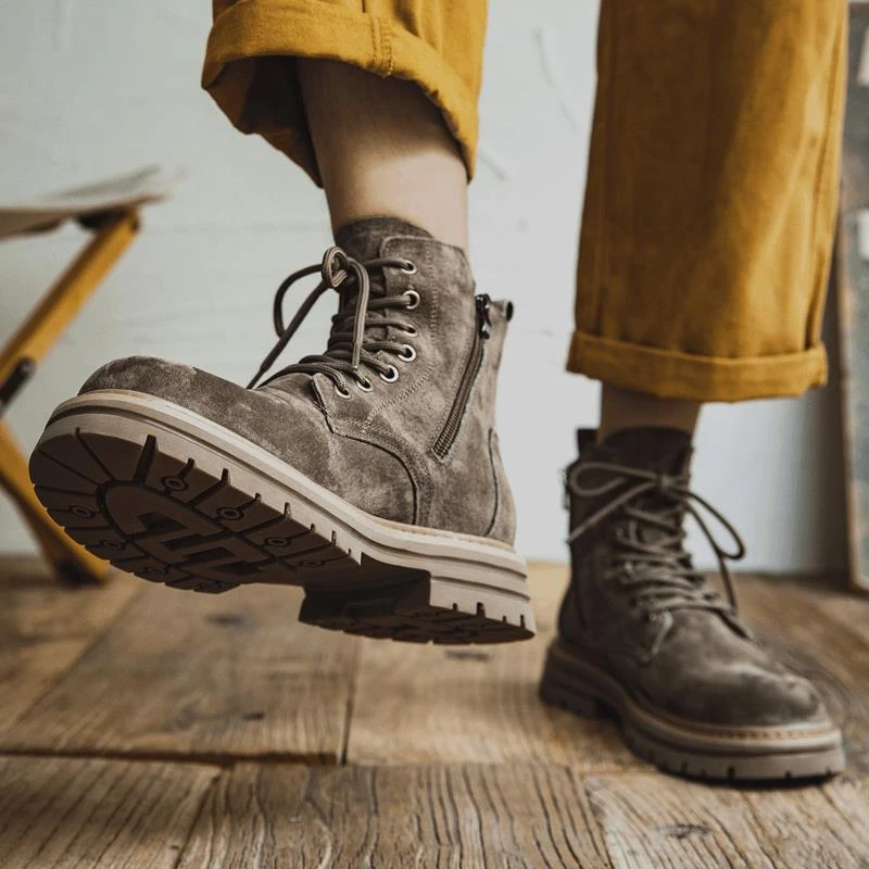 马丁靴男夏季英伦风高帮鞋真皮中帮潮流短靴复古新款韩版工装靴子