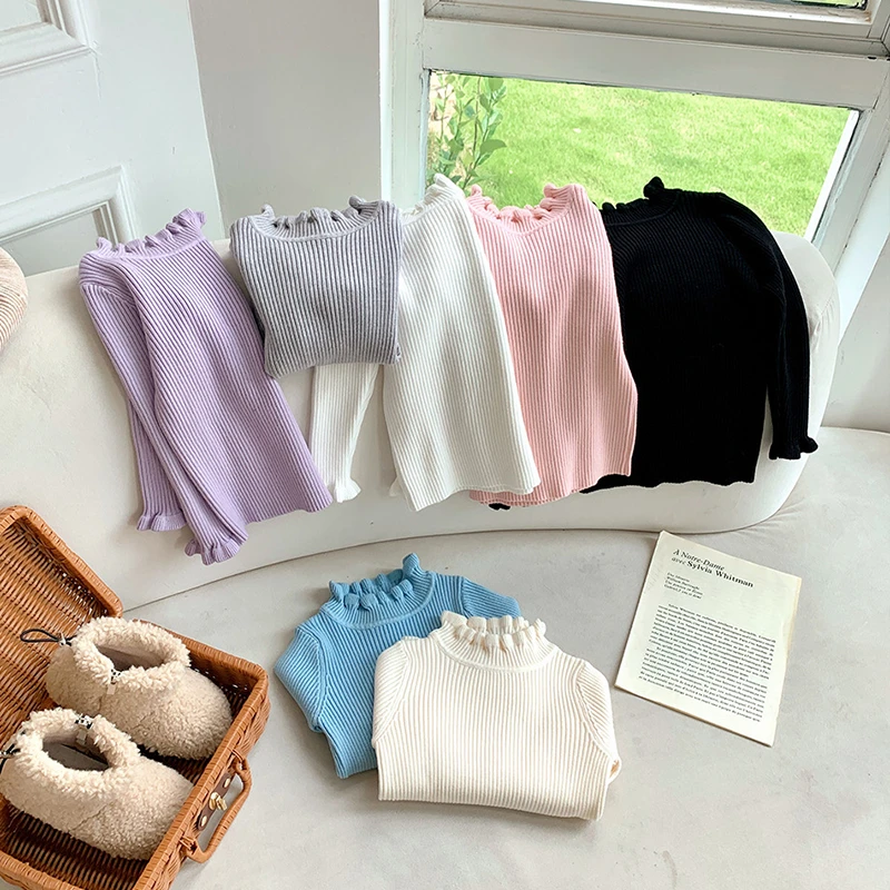 【粉丝福利】女童弹力长袖毛衣儿童高领上衣打底衫条纹保暖LA081