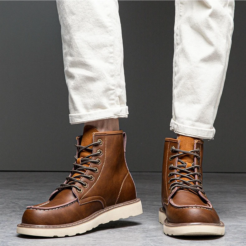 特大码2024年秋冬季新款复古真皮马丁靴美式踢不烂短靴户外工装靴