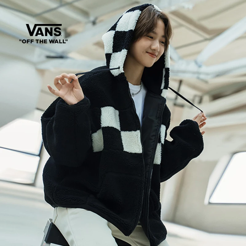 VANS范斯官方 情侣夹克学院风棋盘格拼接VN00090ZBLK
