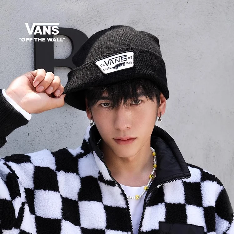 VANS范斯官方男女情侣户外针织帽冷帽酷感黑色街头风VN000UOUBLK