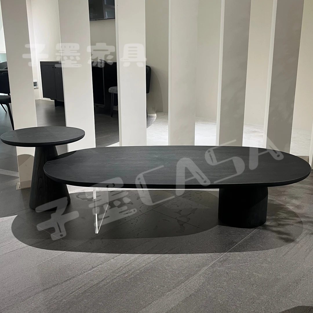 北欧实木茶几黑色简约小户型客厅设计师碳化丛林茶几沙发茶几34