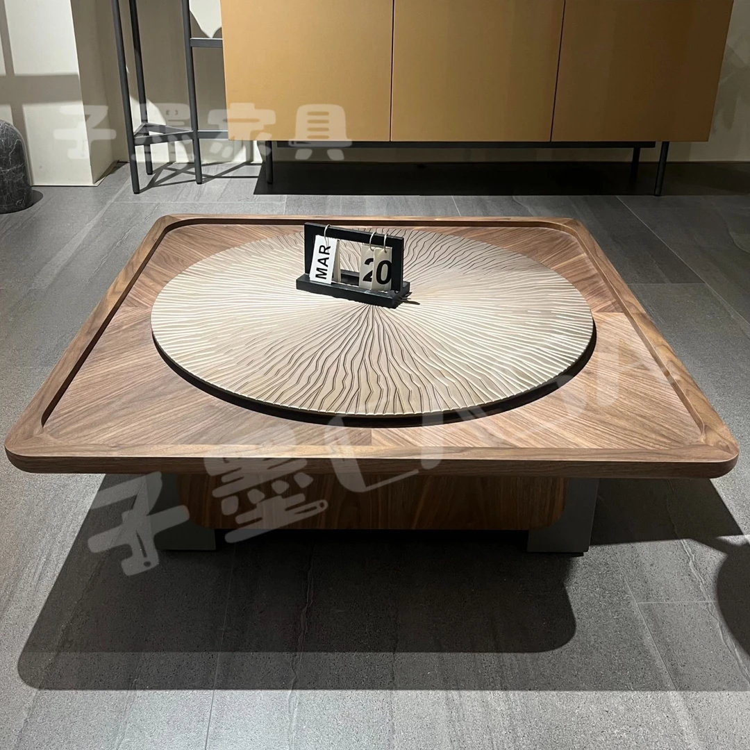 侘寂风太阳女神茶几客厅家用意式极简设计师创意胡桃木皮高级感25