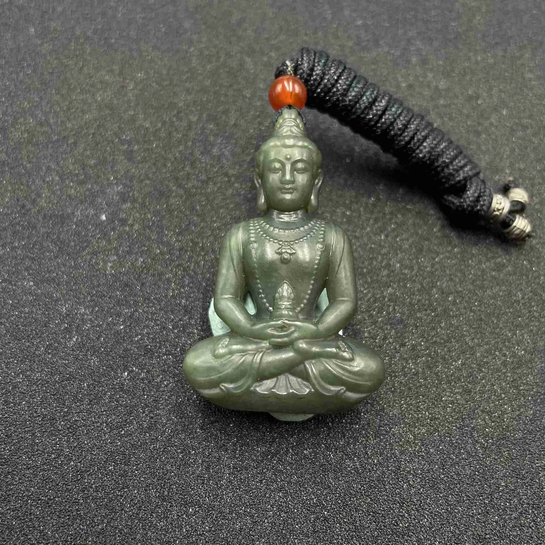 BY1219DCB014 新疆青玉如来挂件