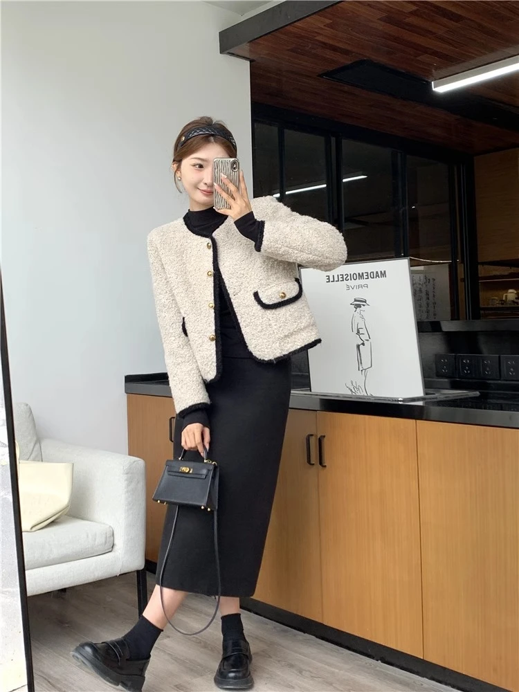 内里加厚小香风外套2024秋冬新款韩版女装时尚气质小个子百搭上衣