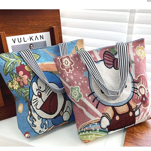 刺绣女包韩版个性潮包手提包单肩包晨练买菜购物袋学生书包补习袋