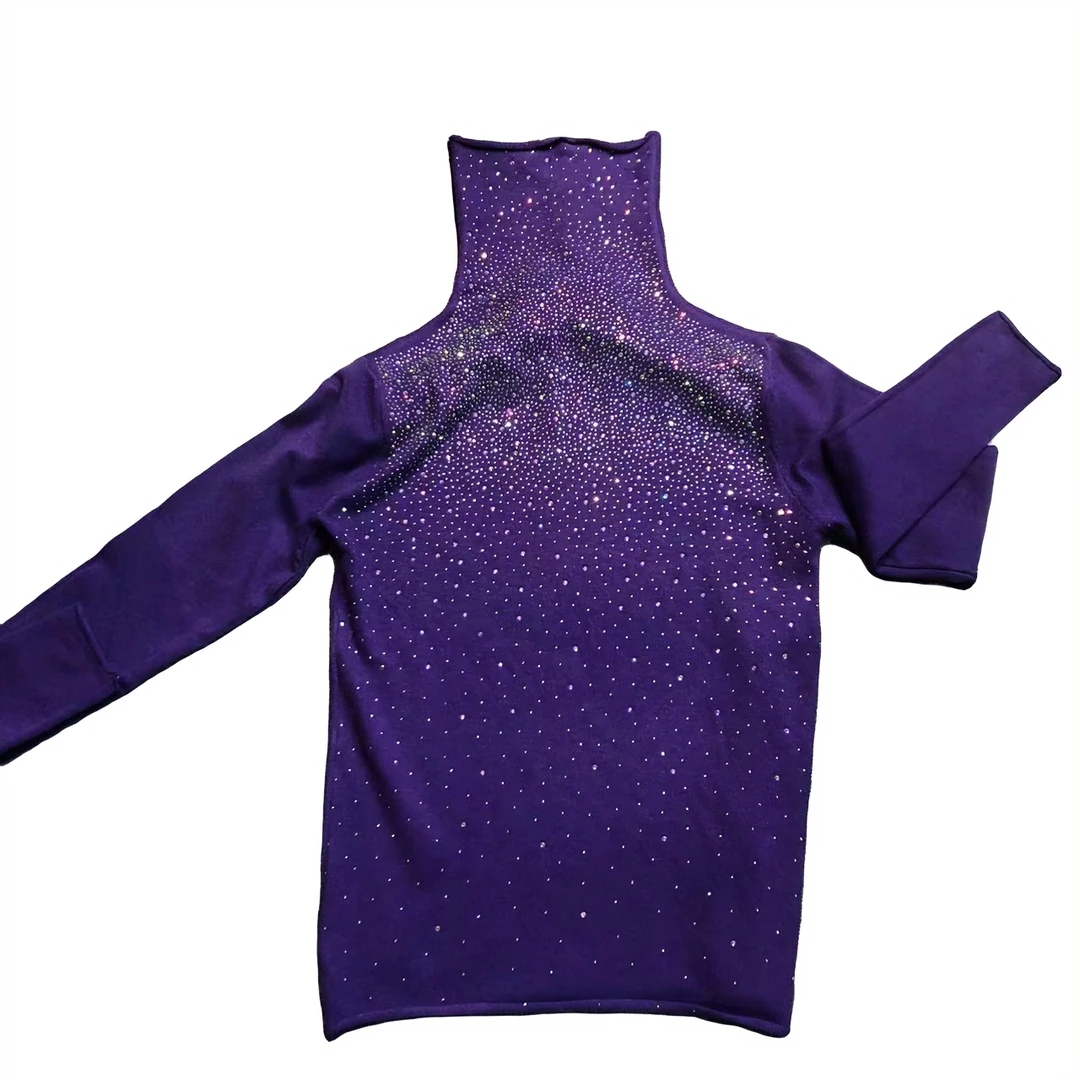 纯色烫钻- （高领上衣）秋冬款打底时尚欧货印花百搭休闲长袖女装