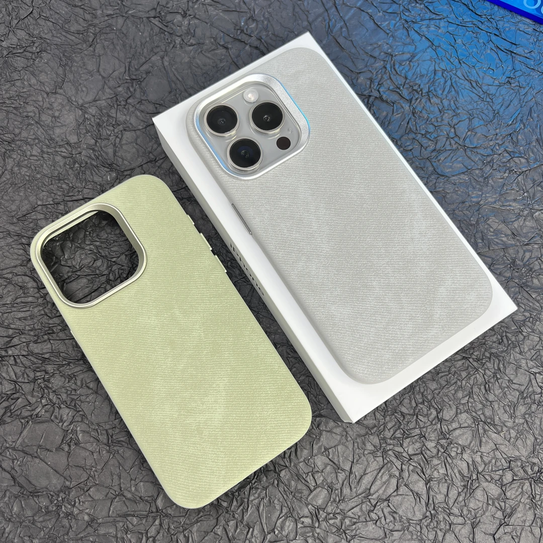 法兰绒皮质磁吸防指纹磨砂适用iphone15promax苹果14/13手机壳