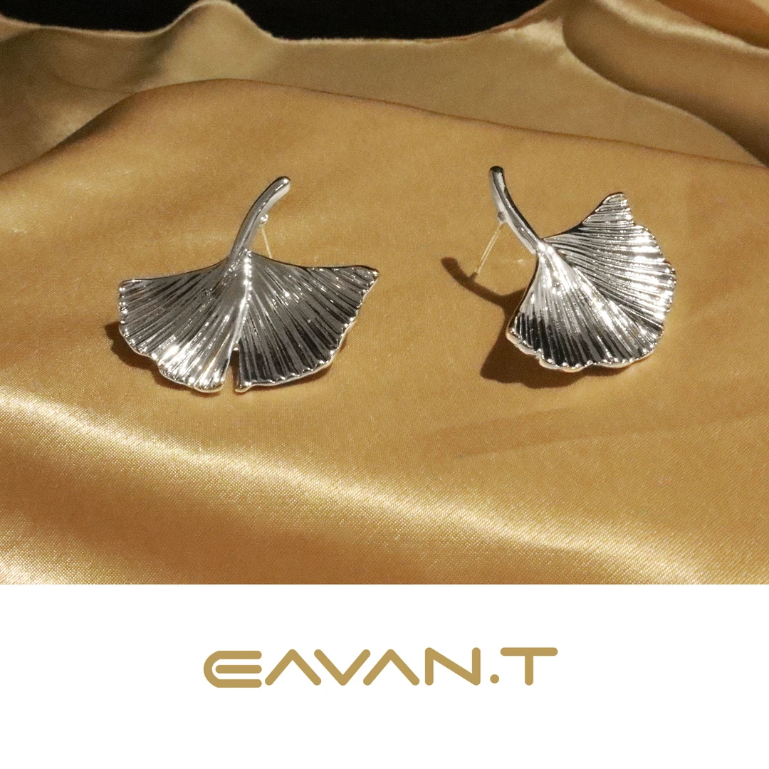 铜合金耳饰 Eavan.T 气质时尚简约银杏叶耳钉T0268