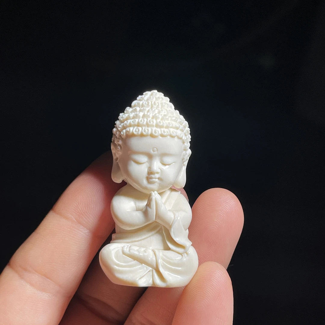 【禹宏甄选】保真天然猛犸象牙9 A级满油满润宝宝坐佛吊坠车摆