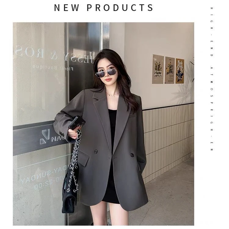 2025春秋新款气质西装外套ol女小众韩版后开叉休闲宽松小西服女款