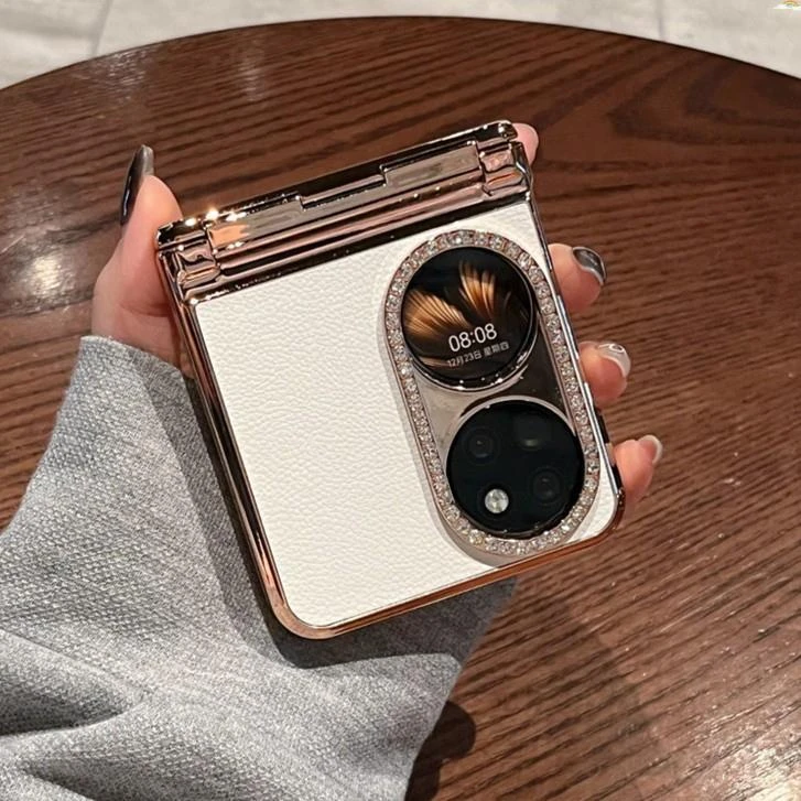适用华为p50pocket手机壳pockets折叠屏s潮流镶钻防爆铰链保护套