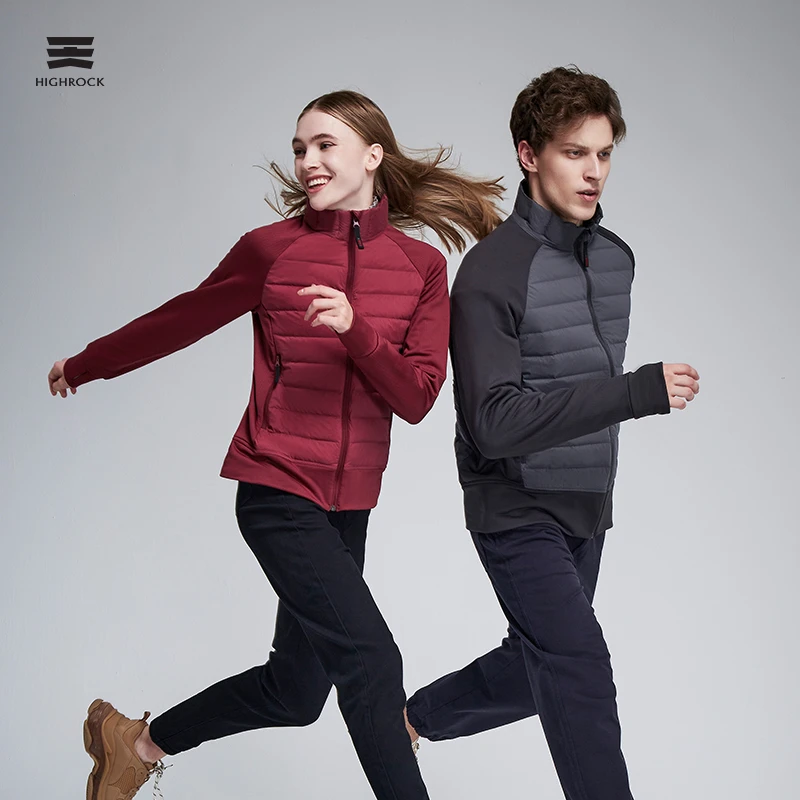 天石H072羽绒服户外跑步轻量针织拼接短款运动鹅绒内胆修身轻薄