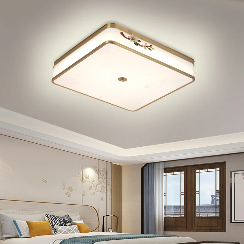 全铜新中式客厅灯吸顶灯高级感简约现代大气圆形灯具