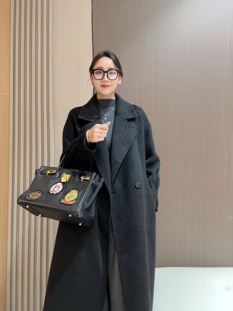 秋冬新款中长款毛呢大衣女气质宽松时尚加厚外套