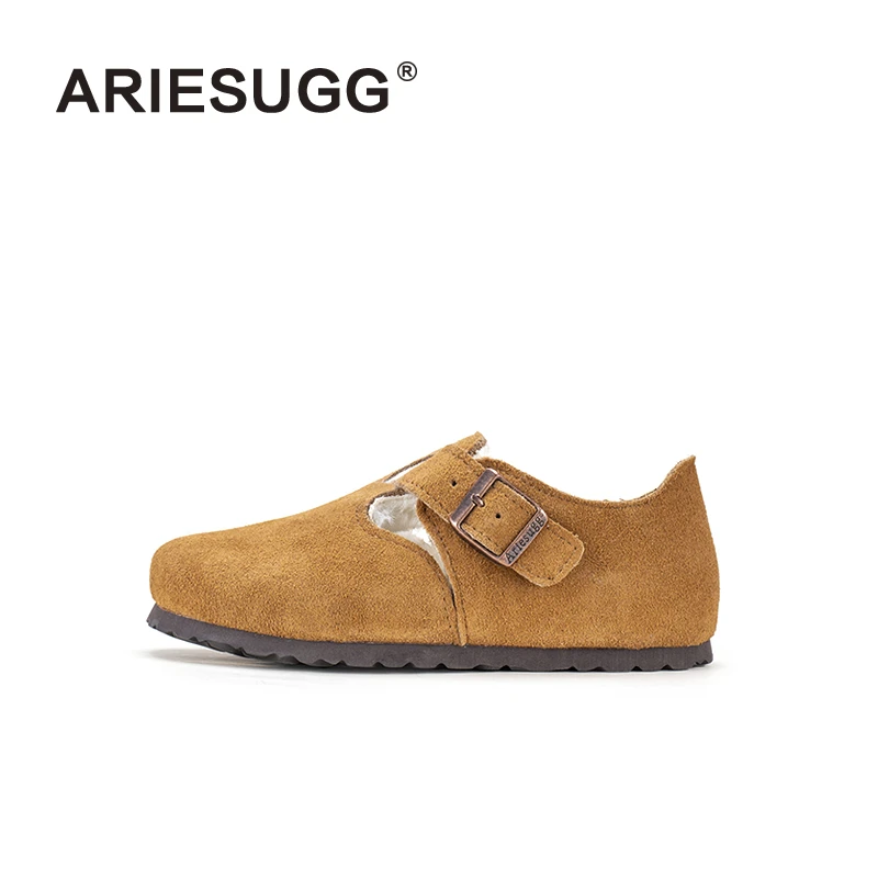 【全包棉勃肯鞋】皮毛一体雪地靴女冬防寒保暖低帮牛皮勃肯鞋