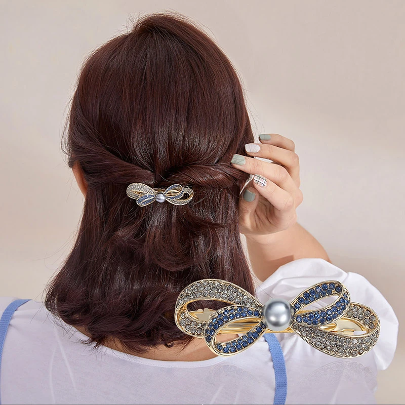 ABB优雅大方淑女一字刘海夹超闪蝴蝶结侧夹边夹3180328