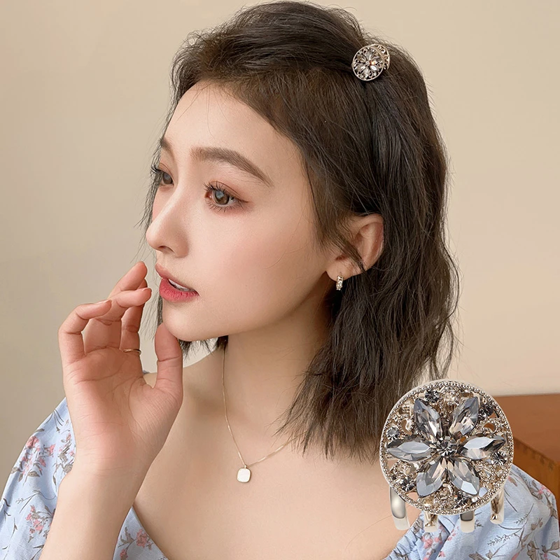 ABB灰色 花朵圆形小发抓气质可爱钻发夹4150809