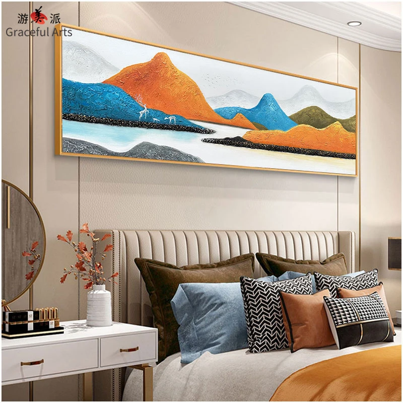 游美派原创现代简约房间床头客厅沙发墙大芬现代轻奢钦点装饰画