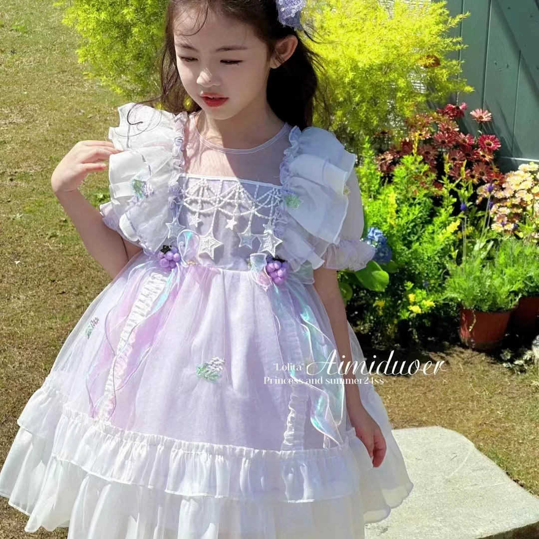 清货默认微瑕，介意勿拍!儿童夏季泡泡袖连衣裙洋气生日裙洛丽塔