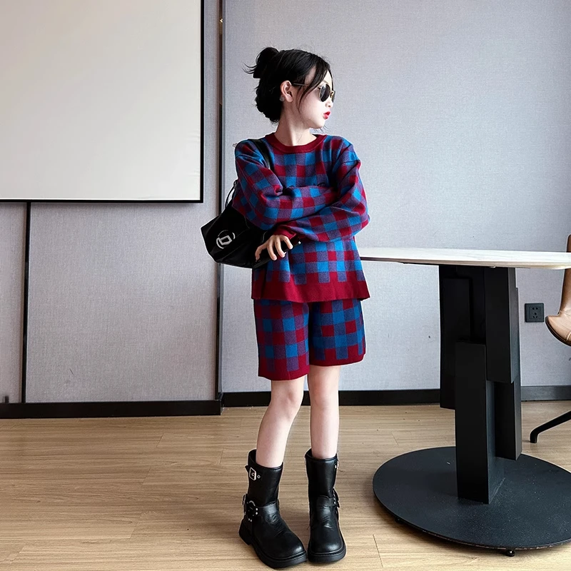 大童女童韩系穿搭毛衣套装2024新款儿童洋气时髦女孩酷飒风感童装