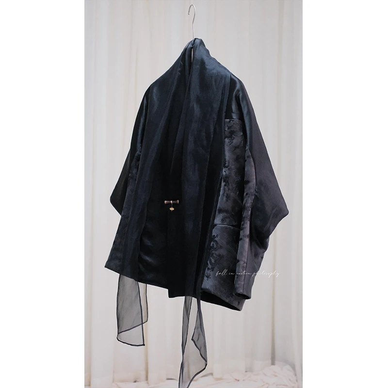 泊风ozne【 ‌夜半风铃】设计师原创复古中式上衣重磅醋酸棉服外套