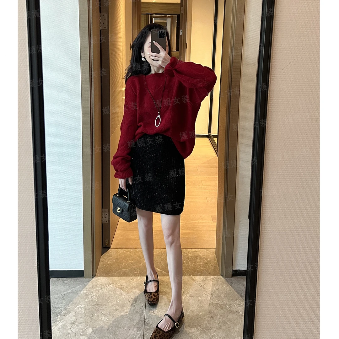 DHR COLLECTTIONS媛媛 减龄全毛长袖麻花编织毛衣女Y55813显瘦